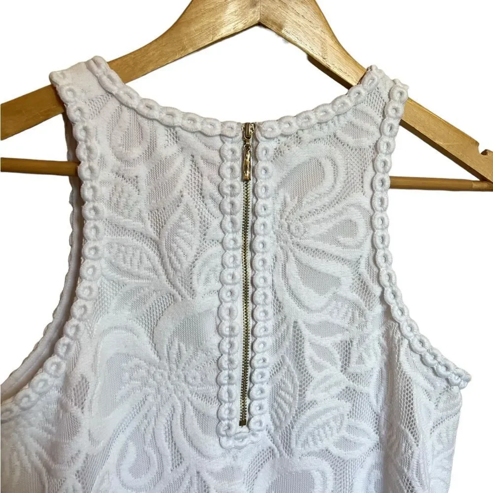 Lilly Pulitzer Marquette Shift Dress Wildflower Stripe Lace Size Small White